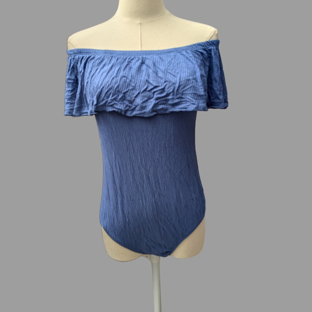 Blue Off-Shoulder Bodysuit